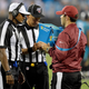 NFL officials Jerome Boger and Tony Steratore gaze into the replay box.